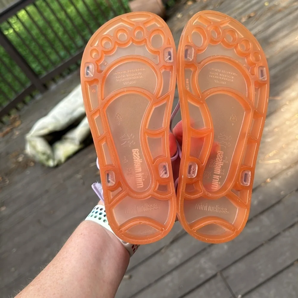 Mini Melissa Purple and Orange Jelly Girls Sandals size 3